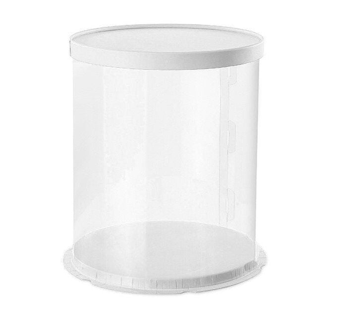 Box Verpackungsschachtel Transparent 22 x 22 x 32 cm Rund Weiß