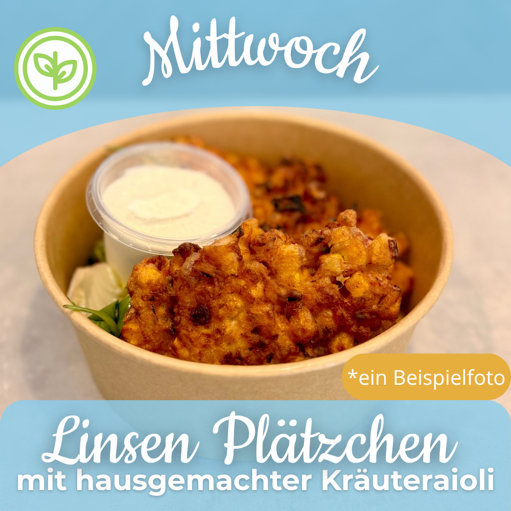 Lunch 14.10: Linsen Plätzchen mit hausgemachter Kräuteraioli