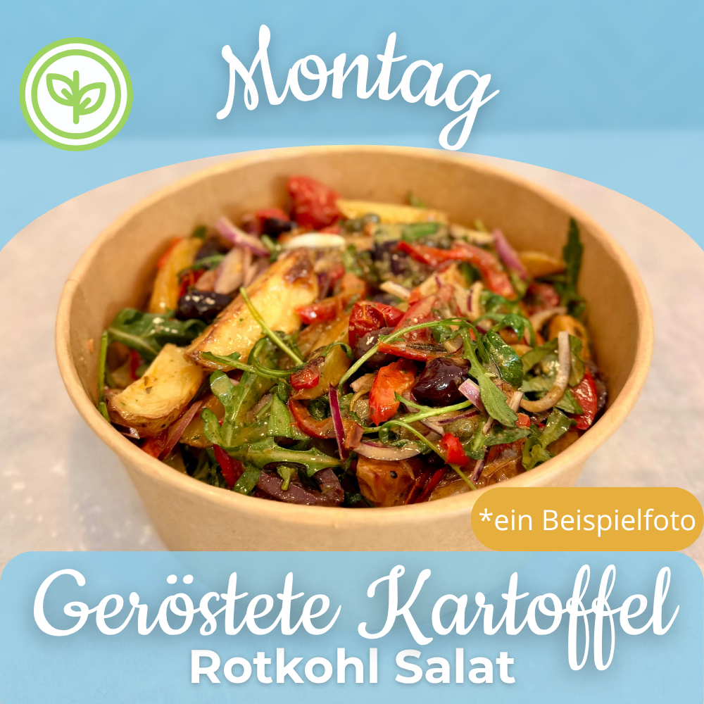 Lunch 21.09: Geröstete Kartoffel Rotkohl Salat