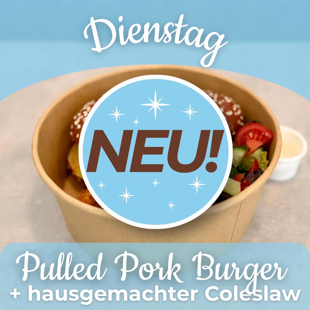 Lunch 06.10: Pulled Pork Burger + hausgemachter Coleslaw