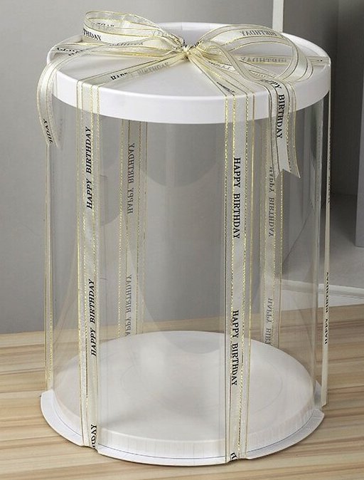 Box Verpackungsschachtel Transparent 22 x 22 x 32 cm Rund Weiß