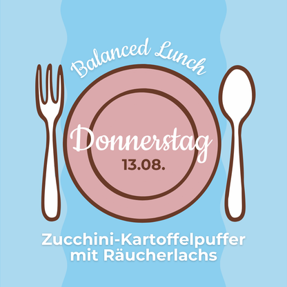 Lunch 13.08: Zucchini-Kartoffelpuffer mit Räucherlachs