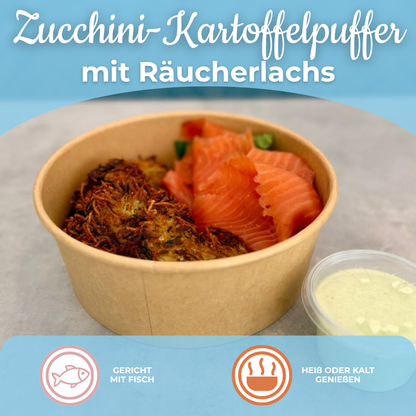 Dienstag 3.11: Zucchini-Kartoffelpuffer mit Räucherlachs