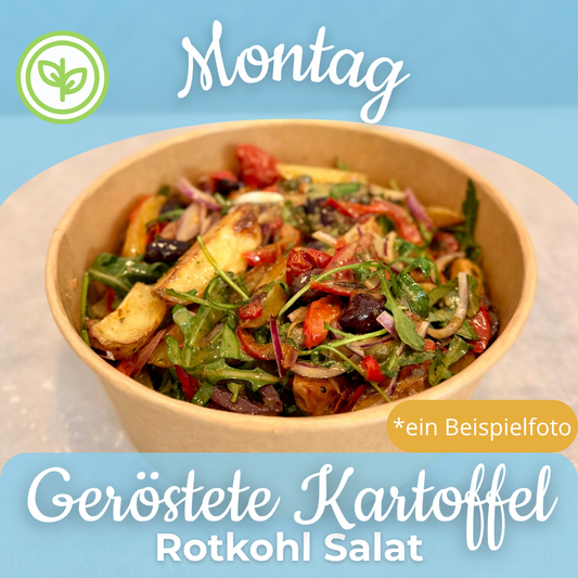 Lunch 21.09: Geröstete Kartoffel Rotkohl Salat